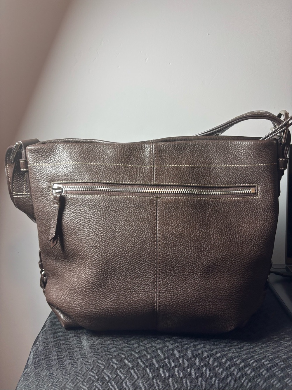 Coach Brown Pebbled Leather Shoulder Bag